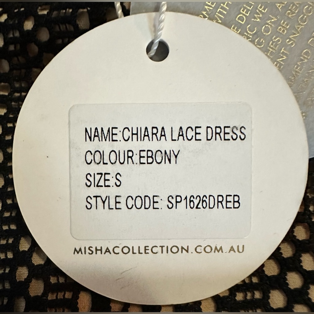 NWT Misha Collection Chiara Mesh Lace Midi Dress in Ebony - Picture 11 of 11